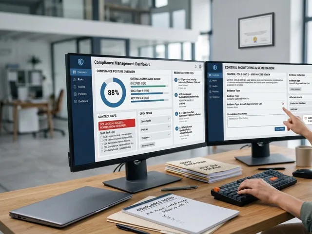 SOC 2 Type 1 and Type 2 compliance framework setup and audit preparation for growing technology companies.