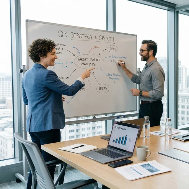 Leadership team in a strategic alignment session facilitating clear priorities.